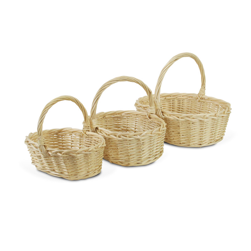 Ensemble de 3 paniers ovales en osier, Brun naturel
