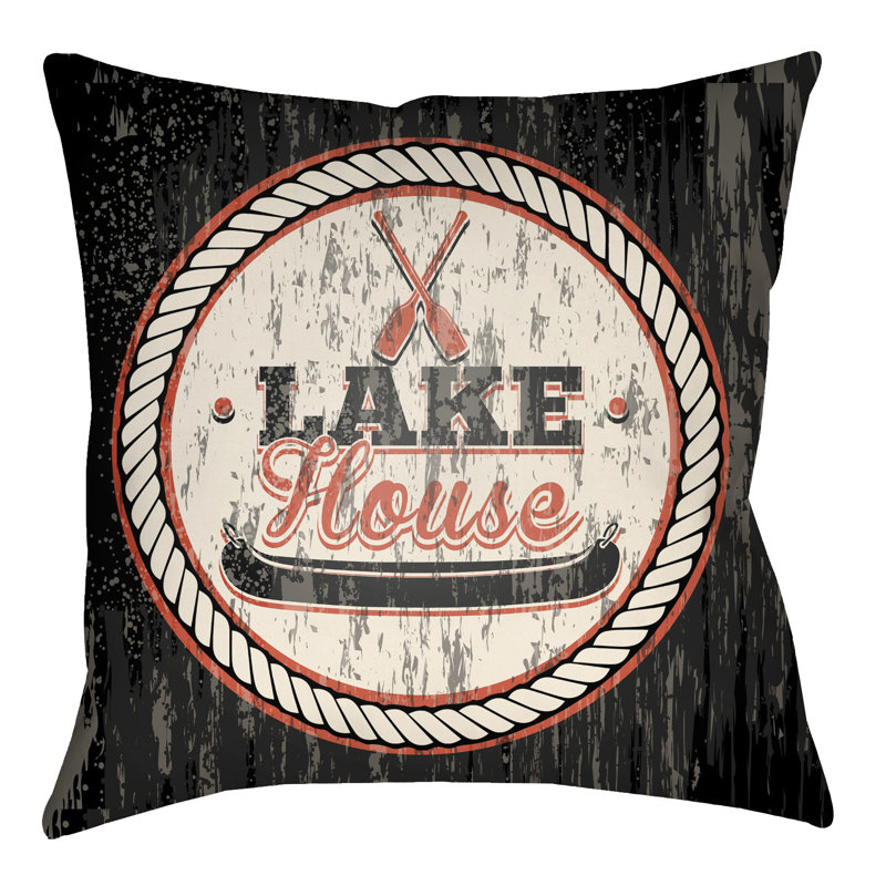 Litchfield Lake Reversible Throw Pillow, 22" H x 22" W, Onyx Black/Poppy Red