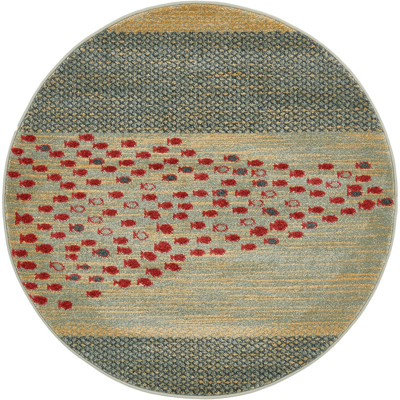 Striped Area Rug, Round 99cm