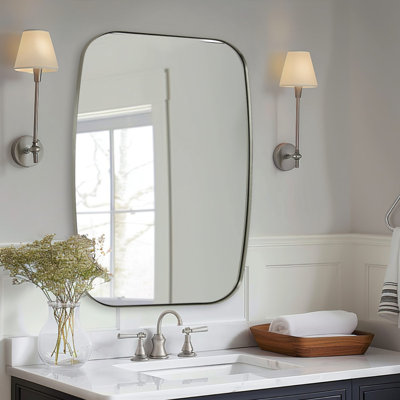 Miroir de salle de bain ovale moderne | Cadre en acier inoxydable