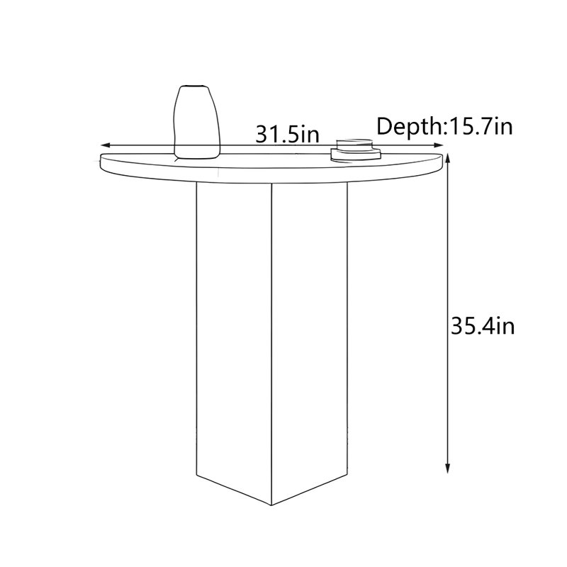 Table d'entrée en bois massif Wabi-Sabi, H 35,4 po x l 31,5 po x P 15,7 po, Noir