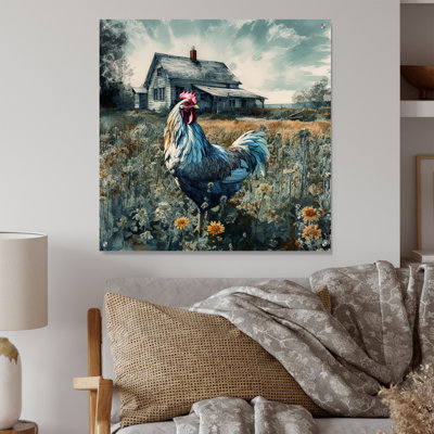 Coq sur une ferme I - Art mural moderne en acrylique