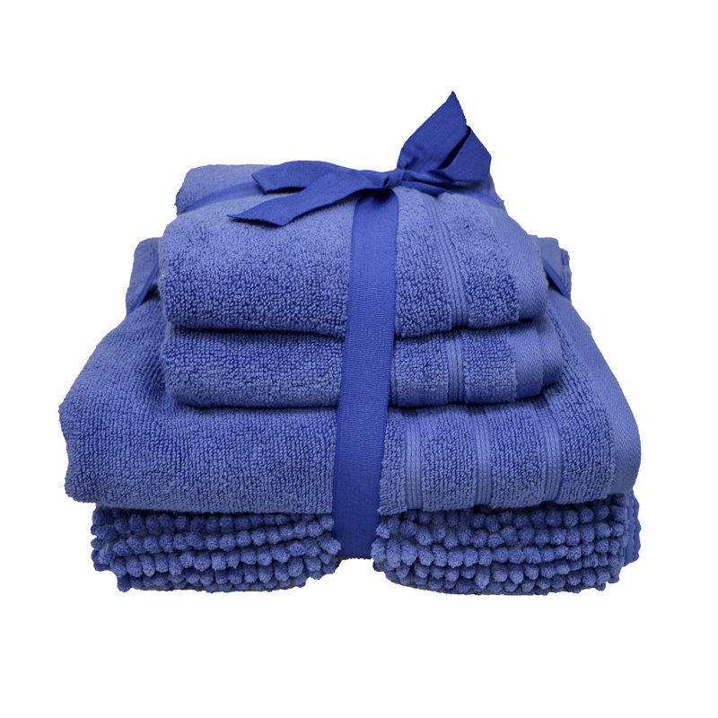 Zutphen 4 Piece Towel and Bath Mat Set, Denim