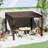 8' X 10' Lean To Gazebo, Wall Mounted Gazebos Pergola With Built In Drainage System, Galvanized Steel Roof, Hardtop Patio Shelter For Deck, Porch, Backyard And More-123312088-123312083