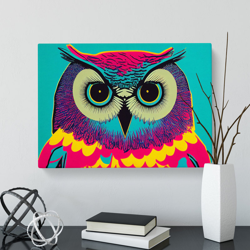 Colourful Owl Art Vol.3 - Wrapped Canvas, 50cm H x 76cm W x 3cm D