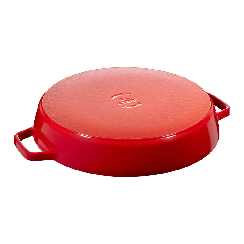 Staub 13-inch Non Stick Cast Iron Double Handle Specialty Pan, Cherry