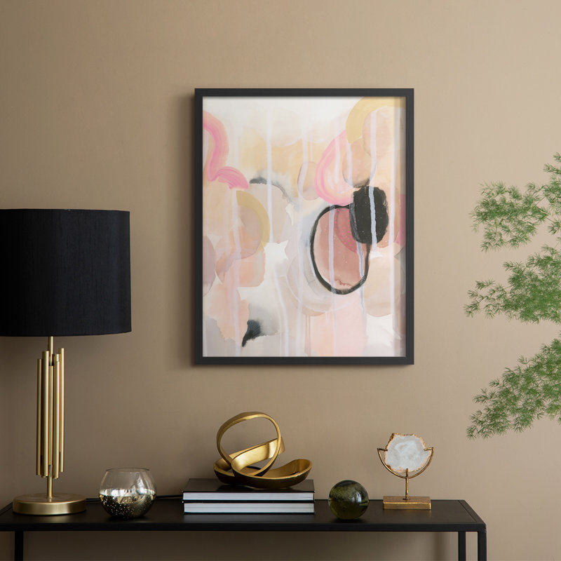 «Pink Avocados II», reproduction encadrée - bois massif, H 15 po x l 12 po, Cadre noir