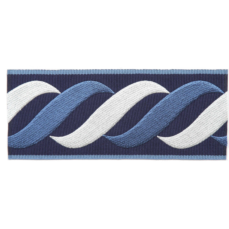Tissu tromello Tapes Galore, Bleu / Blanc