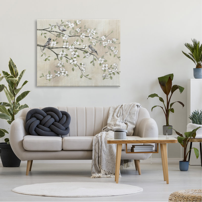 Branches de cerisier blanc traditionnel par Nan - Peinture, Toile tendue, H 36 po x l 48 po x P 1,5 po