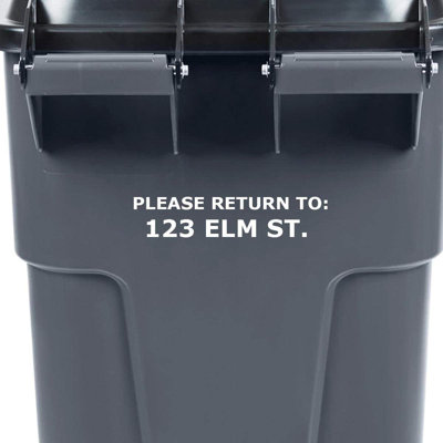 Décalcomanie délavée avec une adresse postale & street name return here trashcan design personnalisé