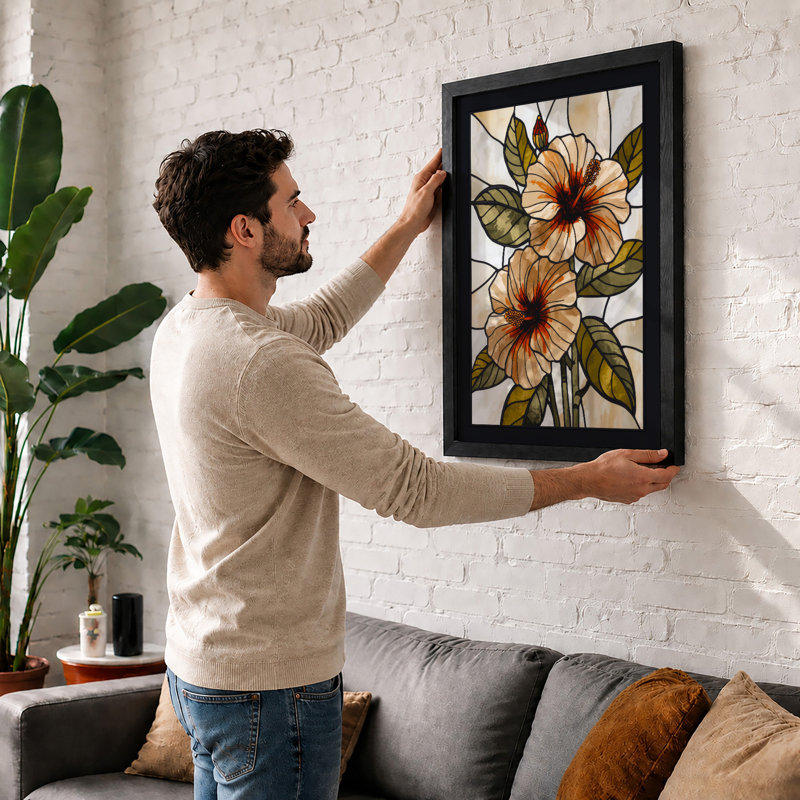 Stained Glass Flowers Botanical - Framed Print, Unframed, A3 - 42.0 x 29.7 cm