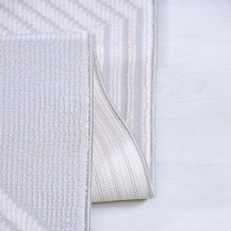 Tapis moderne / abstrait beige lavable à la machine antidérapant