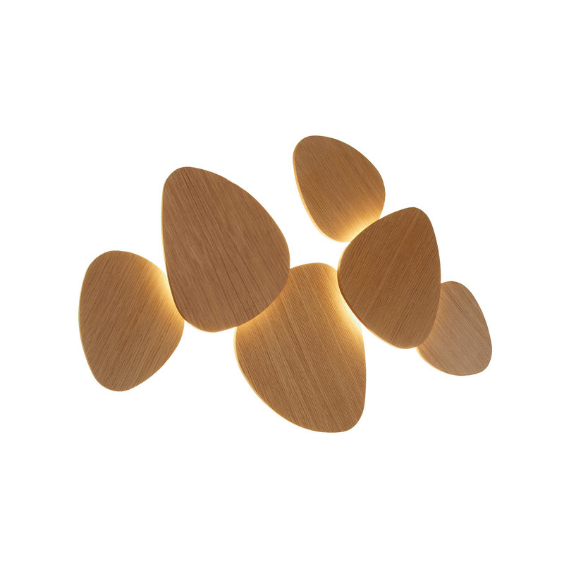 Tria Set 6 LED Dimmable Wall Lamp, Natural Oak