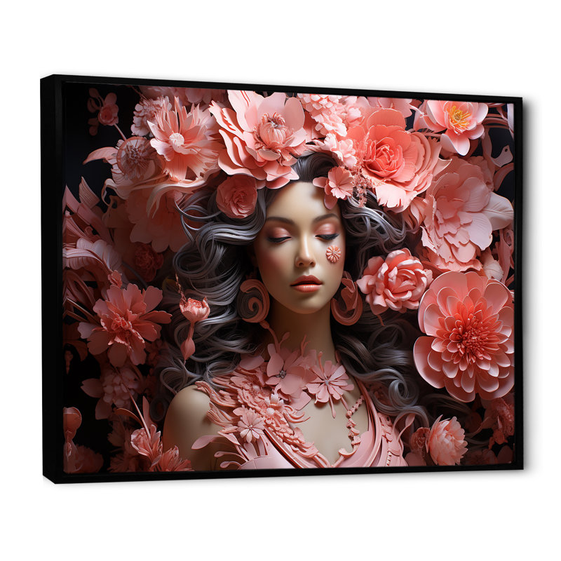 Indien Bhakti Blossom, Cadre flottant noir, 16" H x 32" W
