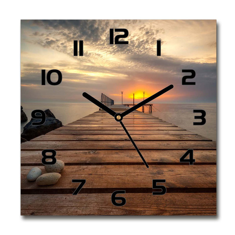 Glass Wall Clock, Black/Brown/Grey