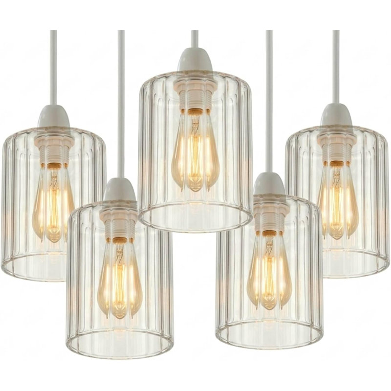 14cm H Glass Drum Lamp Shade in Clear