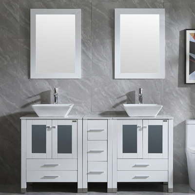 Ensemble de meuble-lavabo double 61,5 po avec miroir Martinus