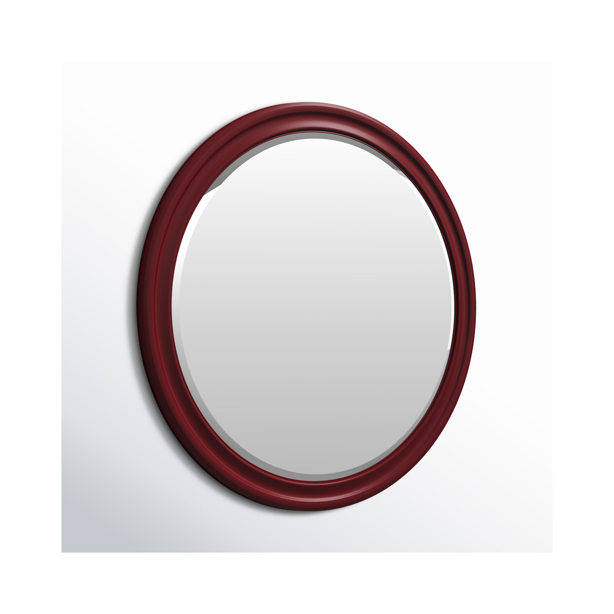 Talvi Wood Round Wall Mirror, Burgundy