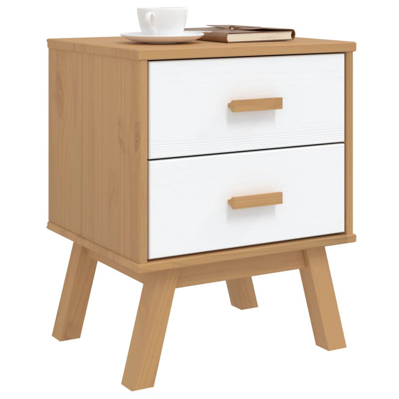 Lachish 17.7'' W Solid Wood Nightstand, White/Brown