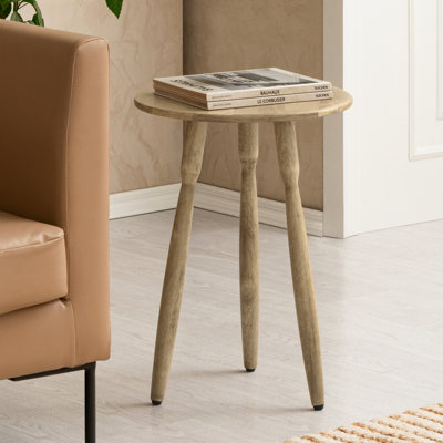 Table d'appoint ronde en bois massif ambré