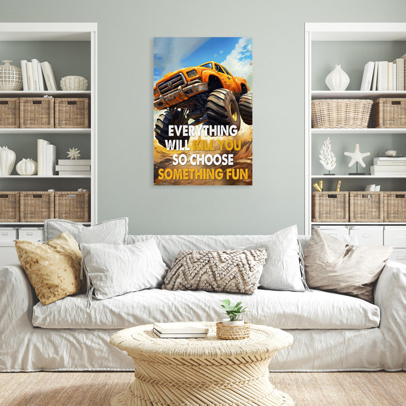 Jarone Monster Truck Choisissez quelque chose d'amusant sur toile, H 14 po x l 11 po x P 1,25 po