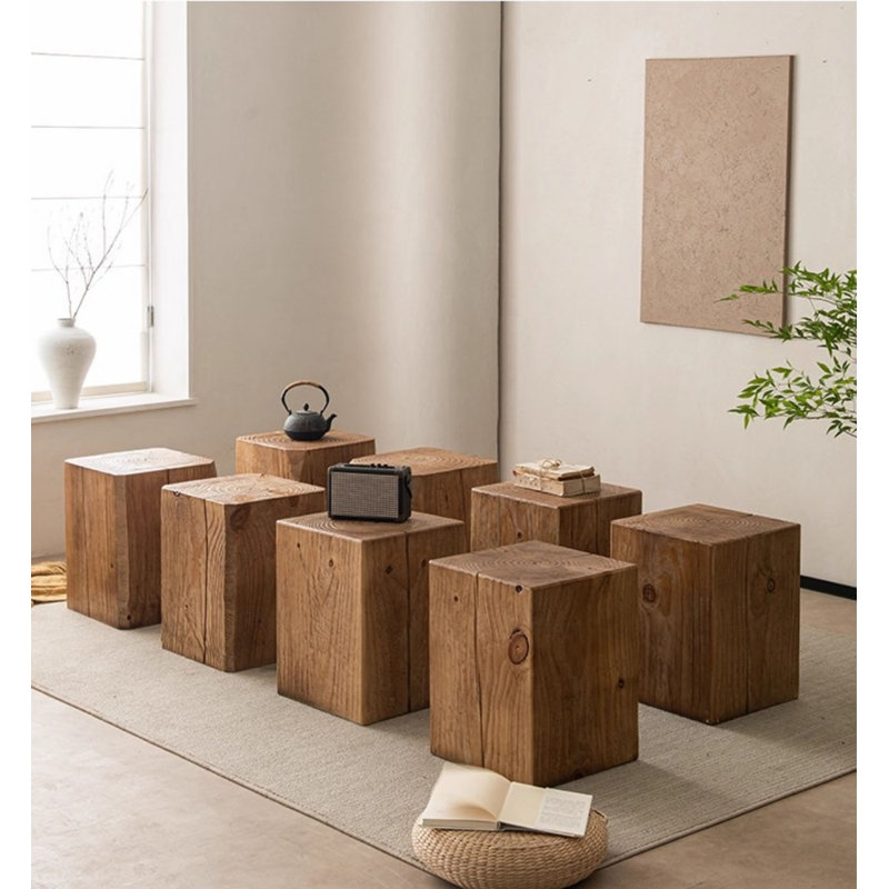 Rétro / souche de bois massif, H 17,72 po x L 47,24 po x l 23,62 po