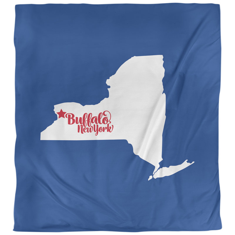 Housse de couette buffalo new york, Polyester brossé, Bleu foncé / Blanc