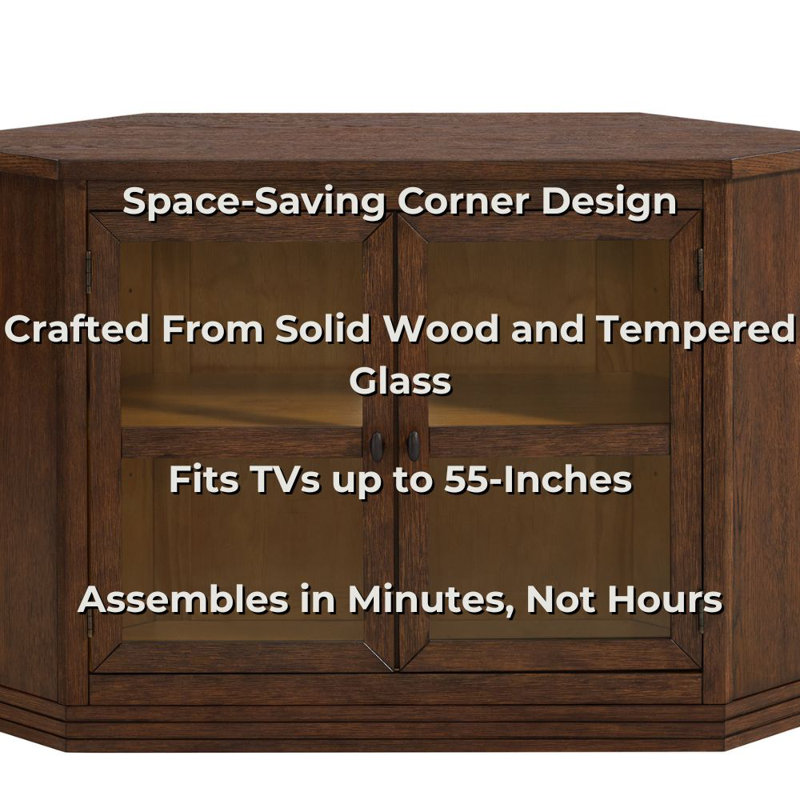 Glass And Oak Wood Corner Tv Stand, Cocoa Brown