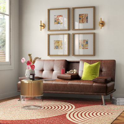 Maggie Twin 66'' Faux Leather Convertible Sofa