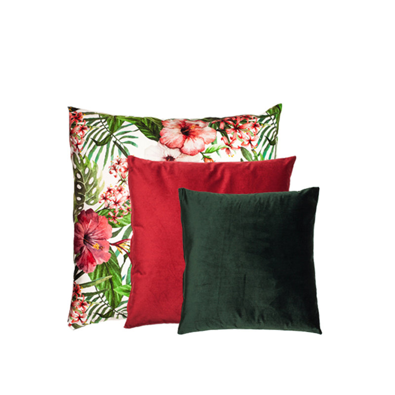 Lorene Square Cushion, Red/Dark Green, 65cm x 65cm