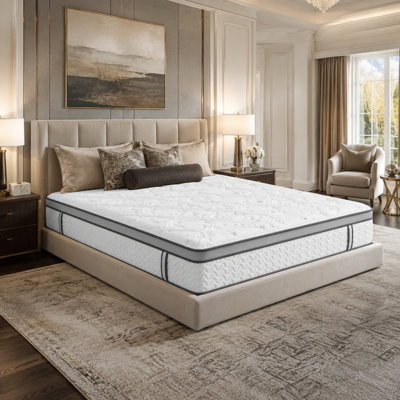 Matelas hybride LUMERIS de 10 po avec soutien lombaire et aux épaules zoné, tissu rafraîchissant au toucher, matelas en mousse viscoélastique sans fibre de verre dans une boîte, certifié CertiPUR-US
