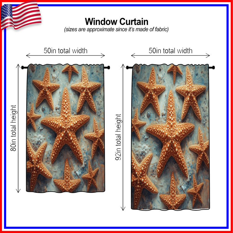 Rideaux texturés, voilages et voilages Starfish, Blockout, 50" x 92" - 1 Panel