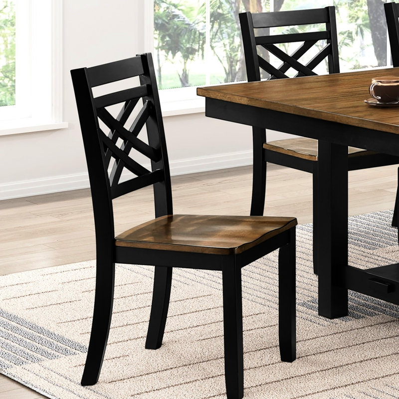 5 pièces 5 pièces de style moderne, table à 2 tons brun noir et 4 chaises pour la famille avec brun, rectangulaire avec sièges latéraux de rangement