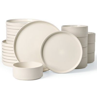 Star Series 24 Pieces Dinnerware Set, Cream