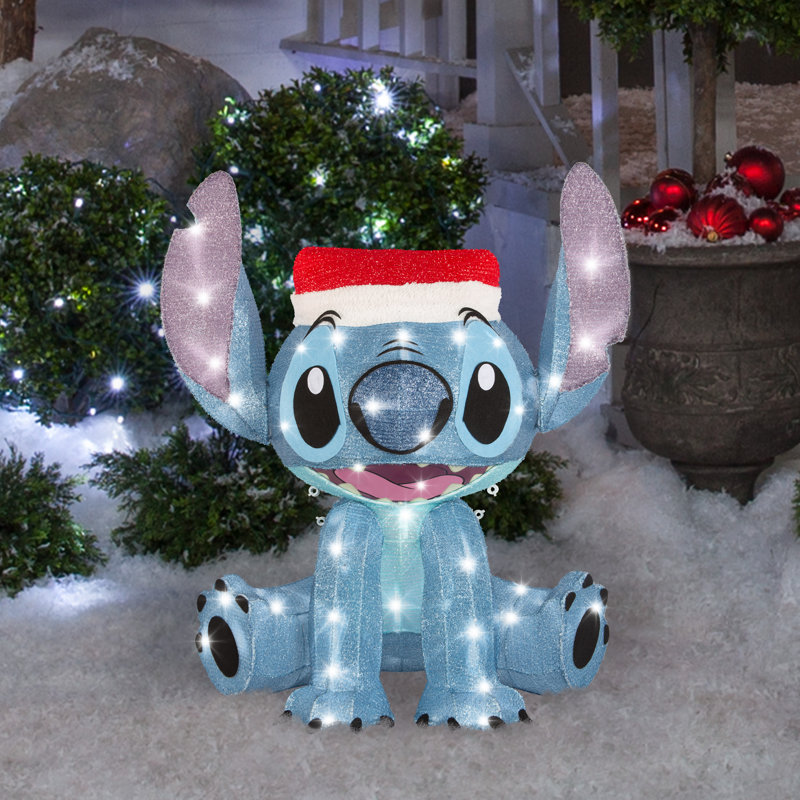 Sculpture 3D festive illuminée avec paillettes et chapeau de père Noël Disney