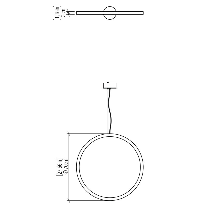 1 - Light LED Pendant, 27.56" H x 27.56" W x 1.17" D, Organic Gray