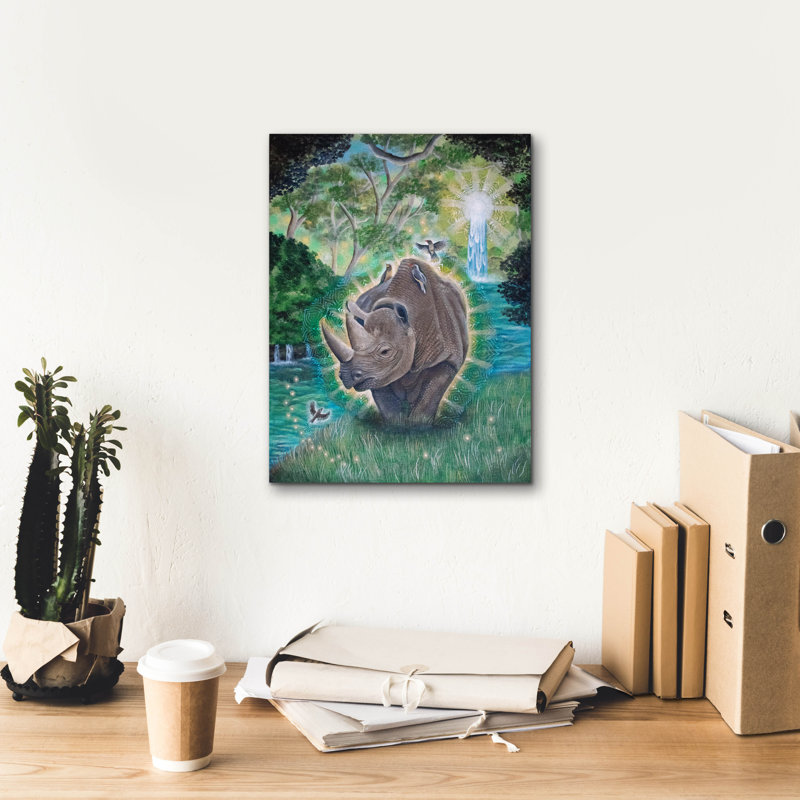  «Rhinoceros Medecine» par Verena Wild, art mural sur toile, 12 po x 16 po