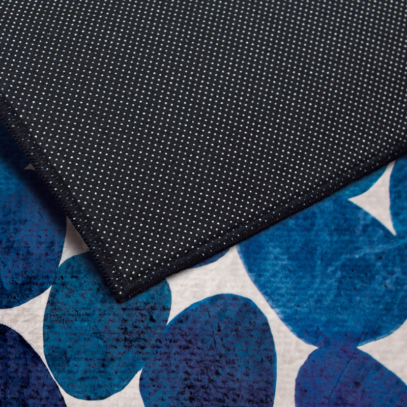 Tapis lavable Smooth I Circles, tissé à la machine, douceur céleste avec envers antidérapant