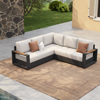 Outdoor L-shaped Aluminum Sectional Sofa Set