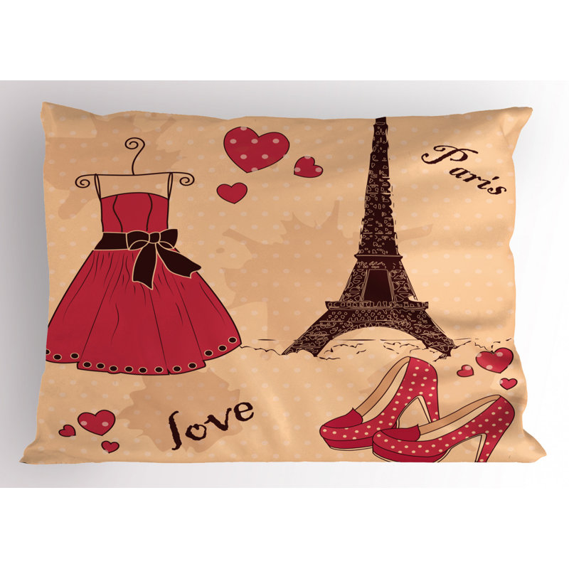 Brown/Red Polyester Microfiber Piece Sham, Twin