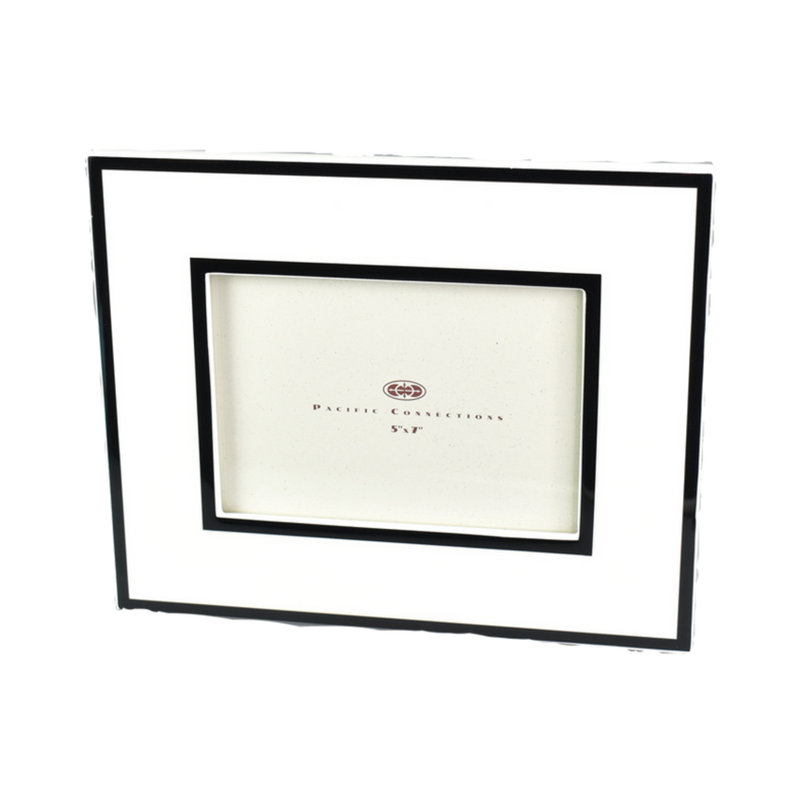 Cadre photo simple en bois, Blanc / noir, 4 po x 6 po