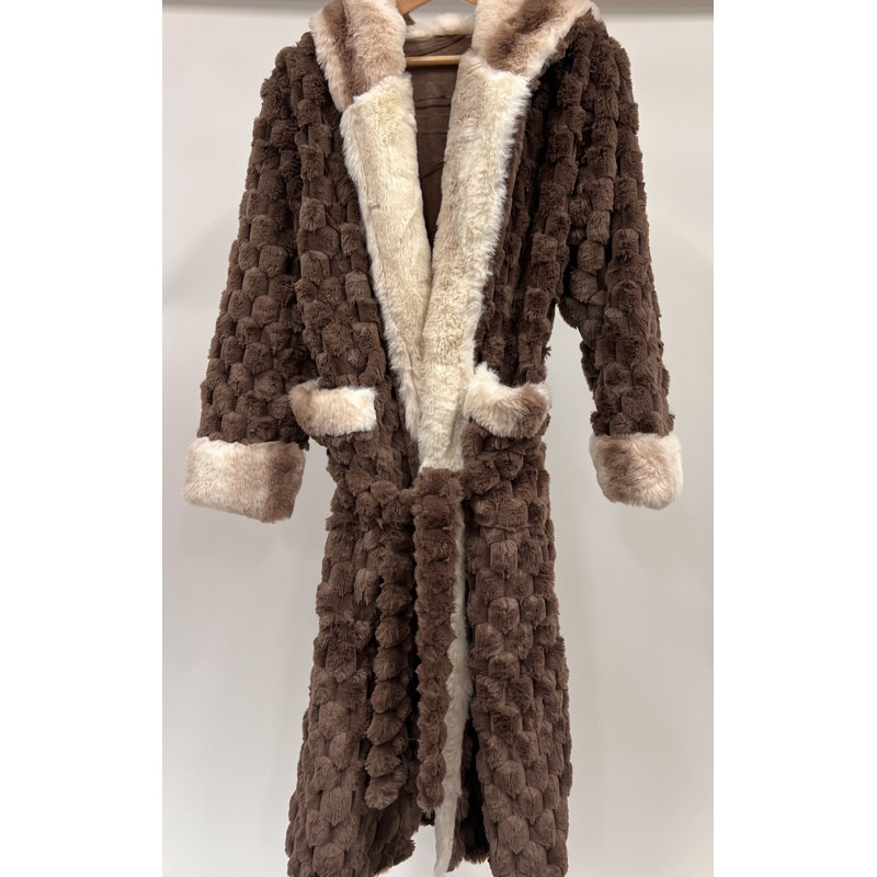 Long manteau à garniture sherpa moka, Brun, G / TG
