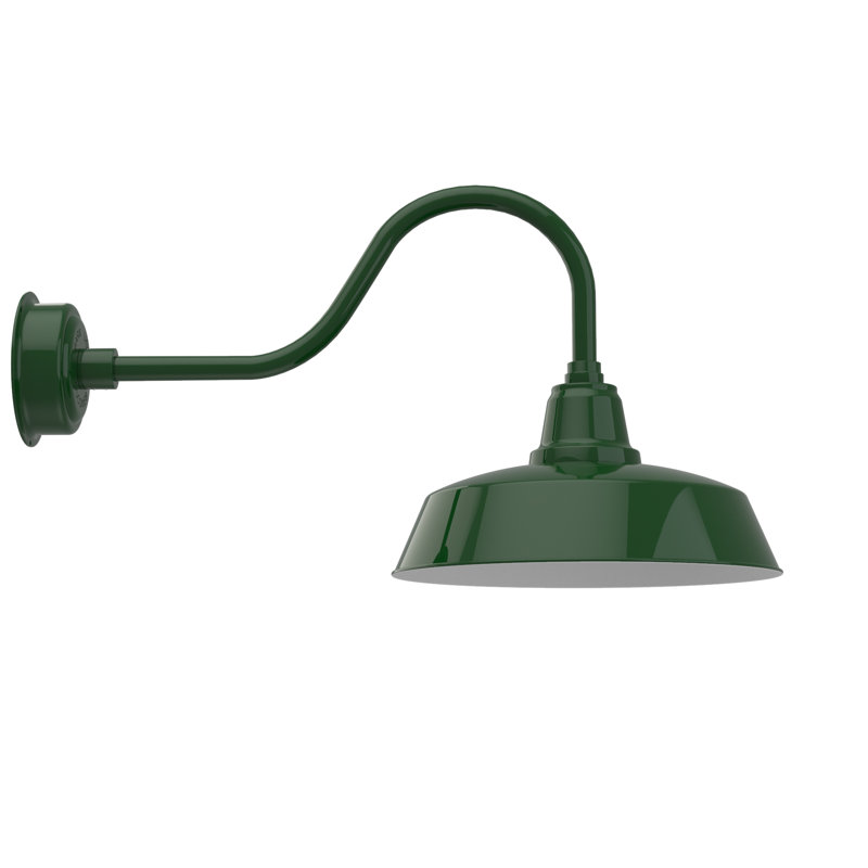 Luminaire de grange d'extérieur à DEL Vandervliet, H 16,88 po x l 16 po x P 31,75 po, Vert sauge
