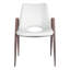 Ensemble de deux fauteuils de salle à manger rembourrés à dossier ouvert en similicuir blanc et brun