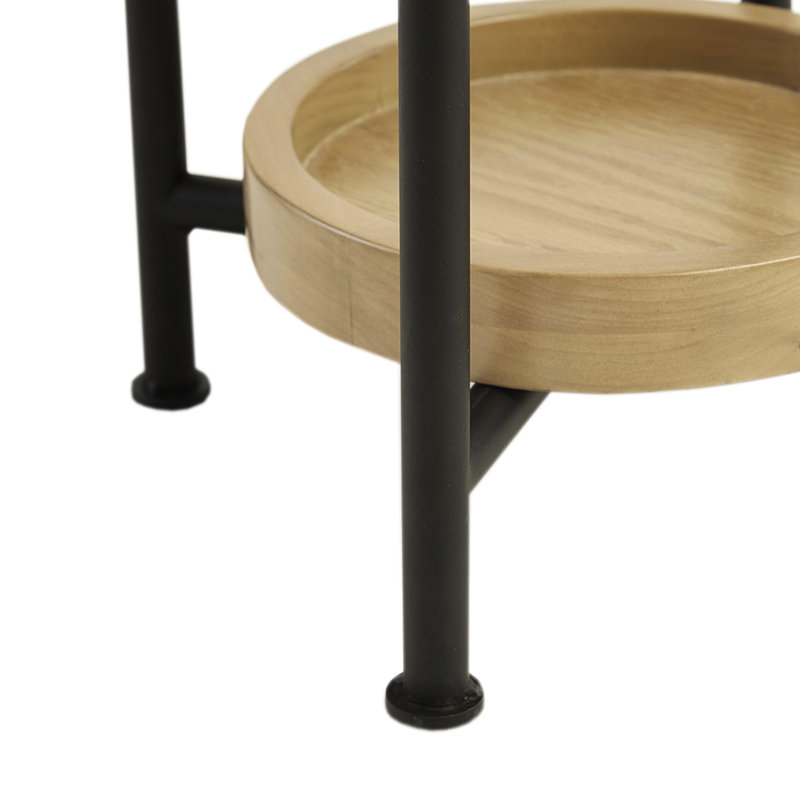 Table de bout ovale à plateau blanc et tablette naturelle, base en métal, décorez votre table de salon en couleurs, ajoutant de l'élégance à la pièce