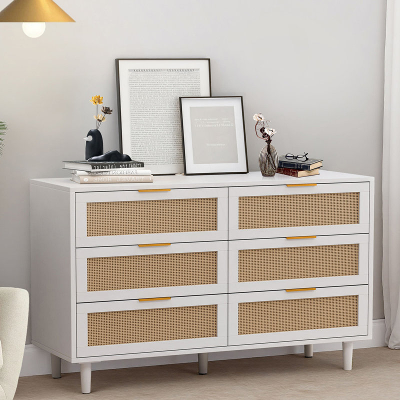Armoire de rangement en rotin 6 tiroirs