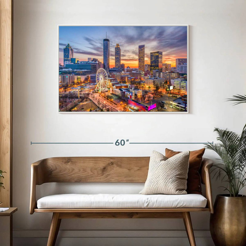 Atlanta Twilight Sky, Cadre flottant blanc, 43 po x 29 po