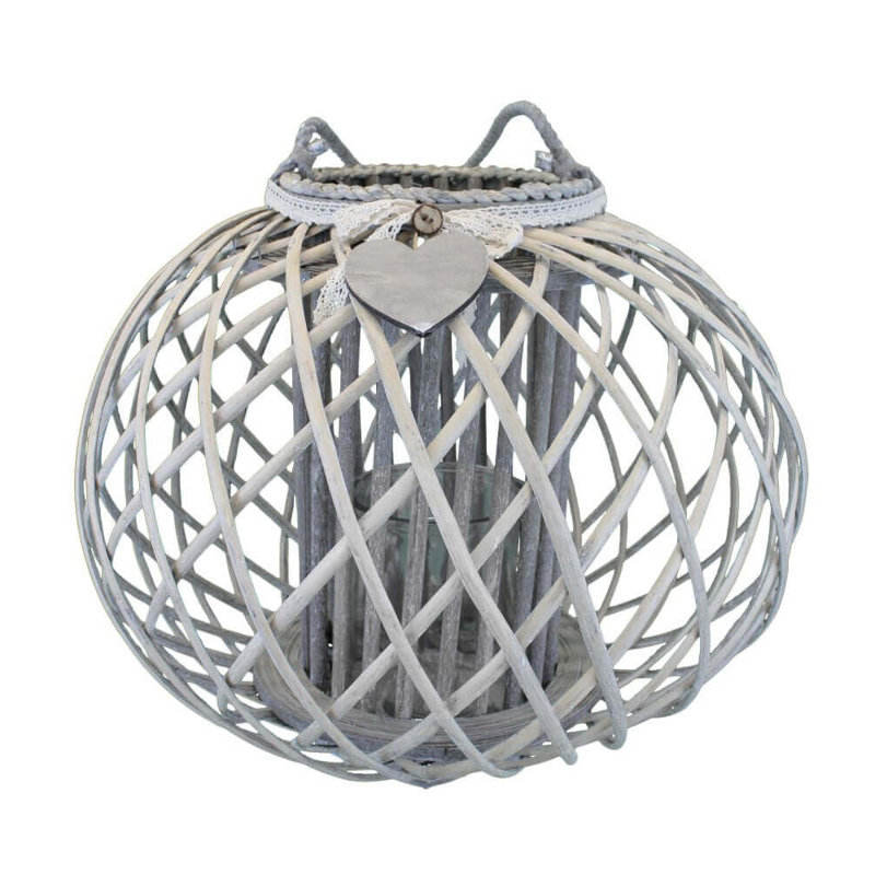 Glass Tabletop Lantern, Grey