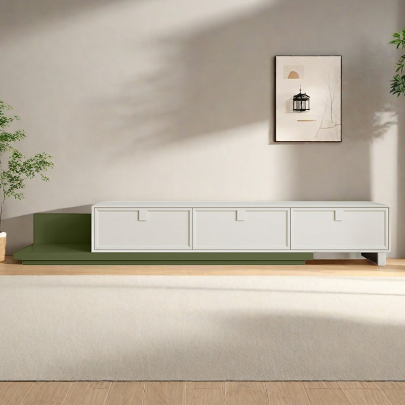 Meuble télé en bois massif à longueur réglable, 15.75"H x 78.74"L x 15.75"W, Vert
