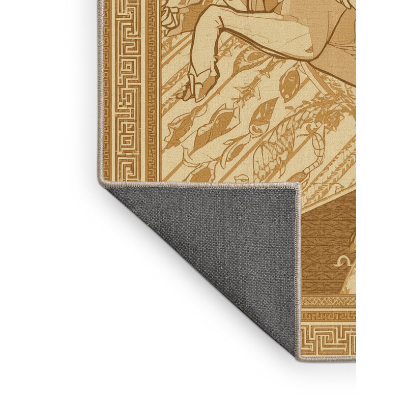 Tapis oriental doux et moelleux à motif oriental brun et beige, 3 X 5